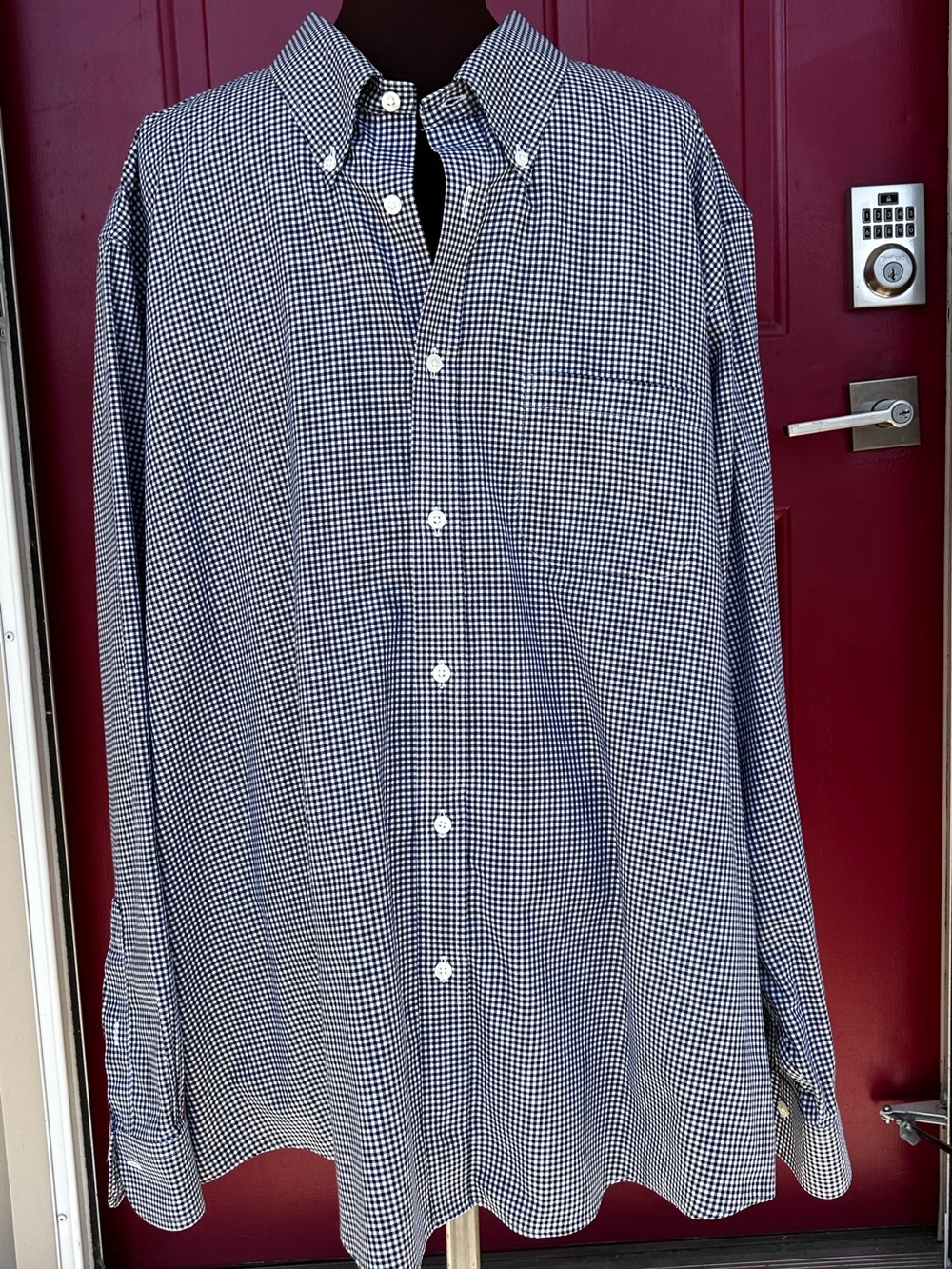 BROOKS BROS sXXL Non Iron navy check shirt-💯supima cotton-Regent Fit-looks NEW!